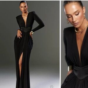 Sophisticated Black Long Sleeve Gown